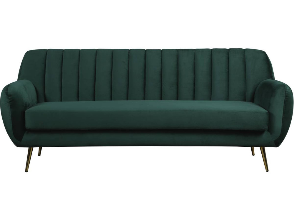 Sofá terciopelo "Evans" - 195 x 84 x 82 cm - 3 plazas - Verde oscuro