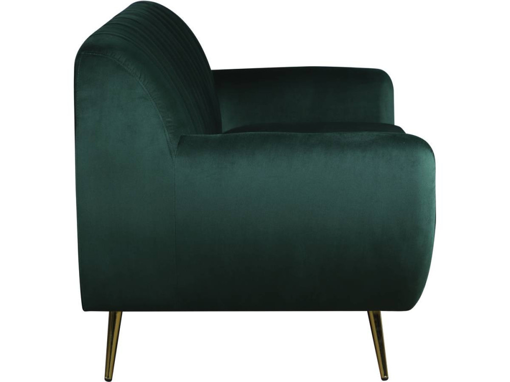 Sofá terciopelo "Evans" - 195 x 84 x 82 cm - 3 plazas - Verde oscuro