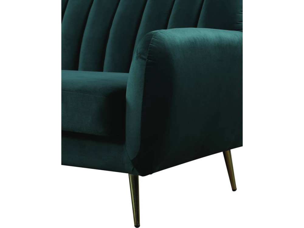 Sofá terciopelo "Evans" - 195 x 84 x 82 cm - 3 plazas - Verde oscuro