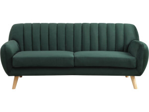 Jarvis" Sofá escandinavo fijo de terciopelo - 3 plazas - Verde oscuro