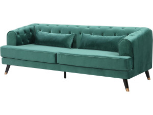 Sofá de terciopelo "Gloria" - 216 x 86 x 76 cm - 3 plazas - Verde oscuro
