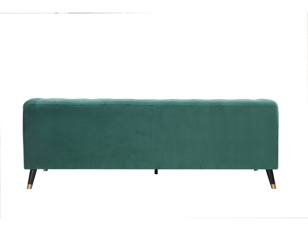 Sofá de terciopelo "Gloria" - 216 x 86 x 76 cm - 3 plazas - Verde oscuro