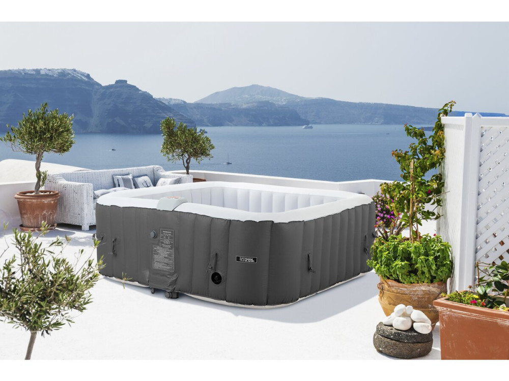 Spa hinchable "RIVIERA" de PVC - 4 plazas - Gris/blanco