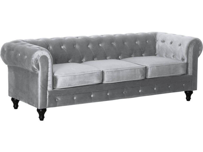 Sofá Chesterfield "Aliza"  3 plazas - Gris