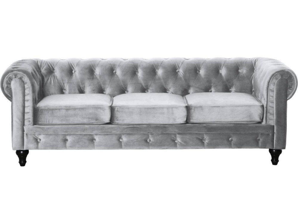 Sofá Chesterfield "Aliza"  3 plazas - Gris
