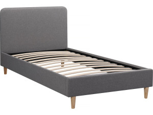 Cama individual de tela "Louise" 90 x 190 cm - Gris