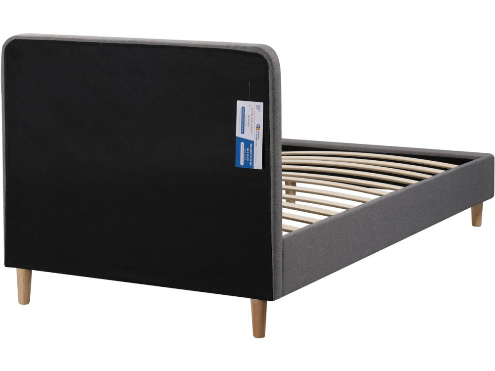 Cama individual de tela "Louise" 90 x 190 cm - Gris