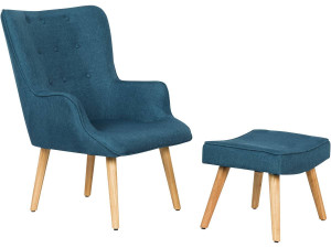 Sillón escandinavo en tela “Odense” - 73 x 81 x 92,5 cm - Azul