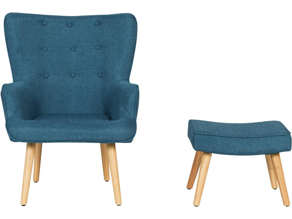 Sillón escandinavo en tela “Odense” - 73 x 81 x 92,5 cm - Azul
