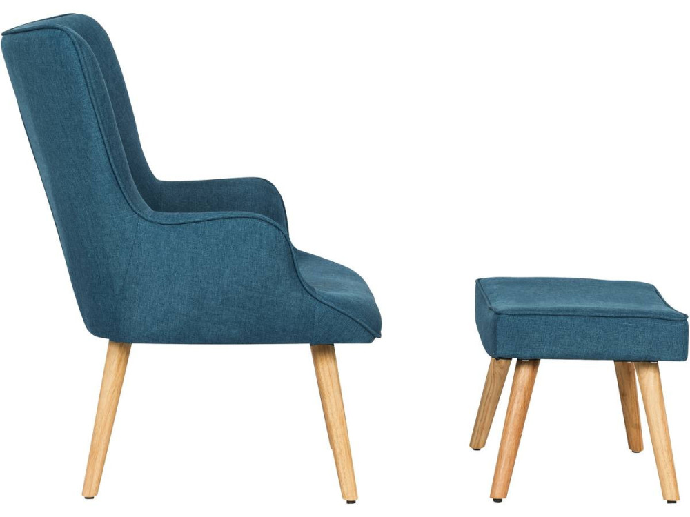 Sillón escandinavo en tela “Odense” - 73 x 81 x 92,5 cm - Azul