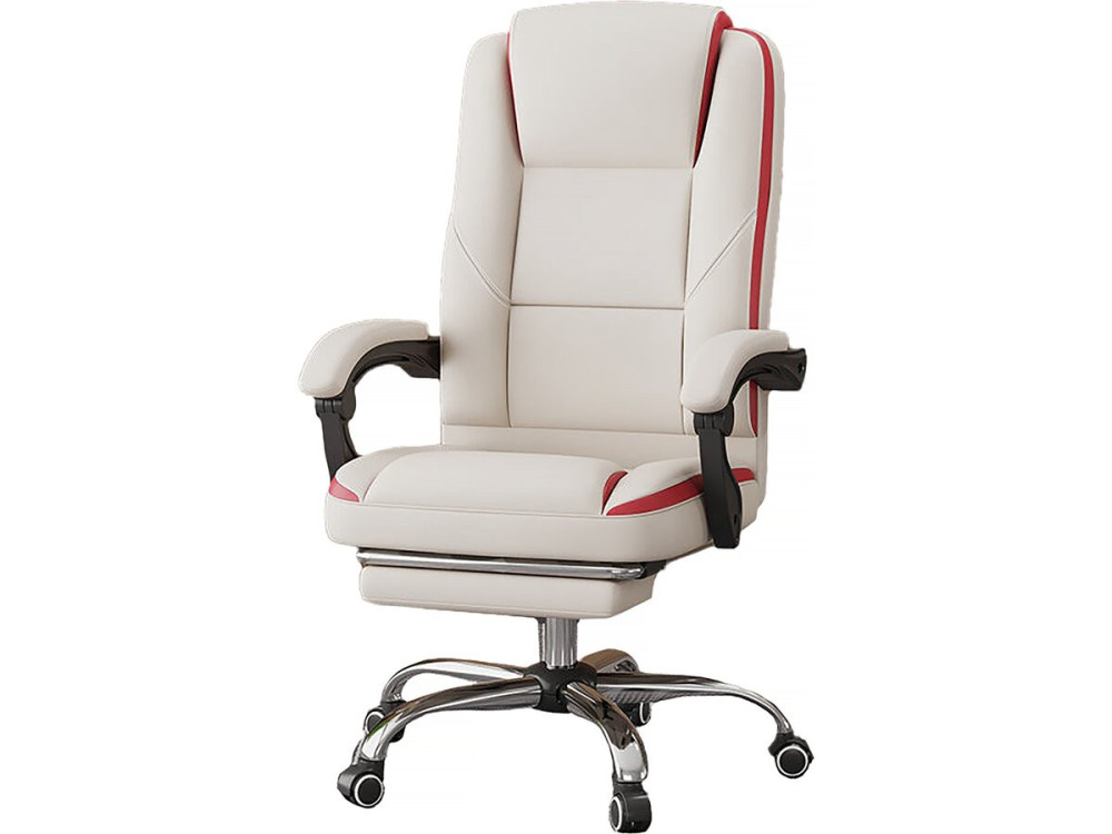 Silla de oficina de piel sintética con reposapiés "Maissa" - Beige
