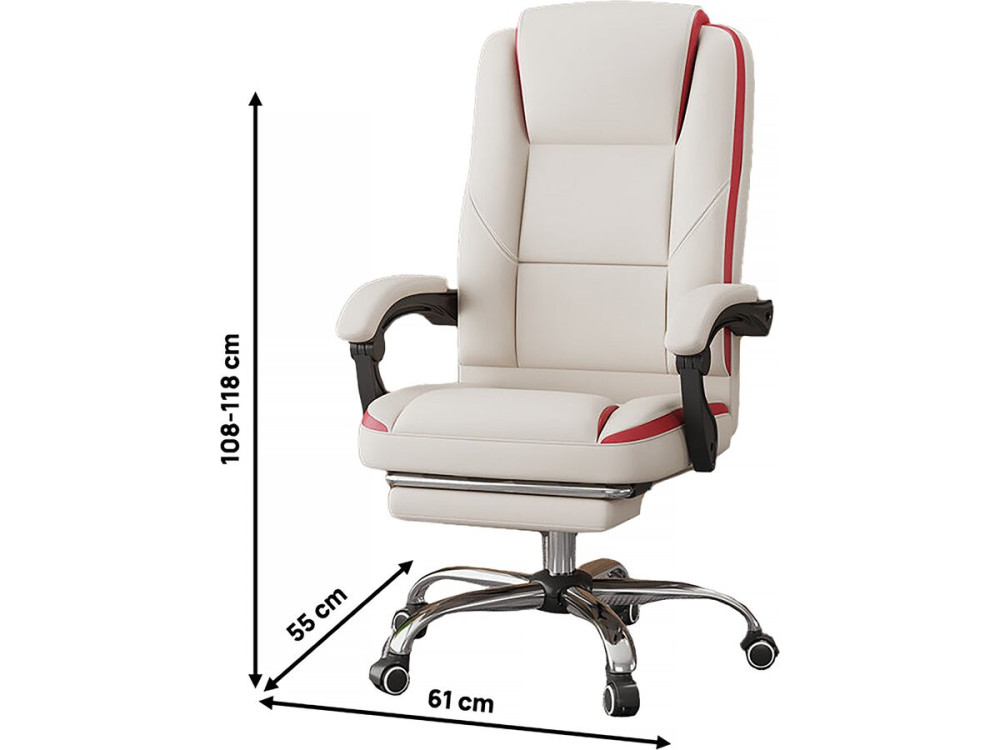 Silla de oficina de piel sintética con reposapiés "Maissa" - Beige