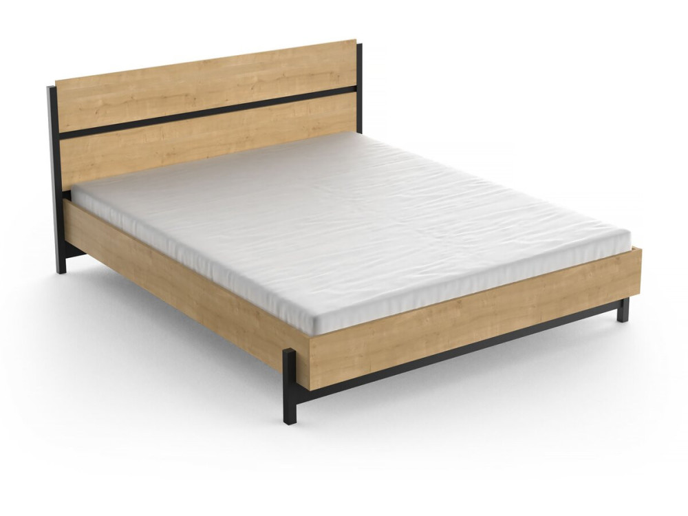 Cama doble "Craft" - Madera - 160 x 200 cm - Marrón