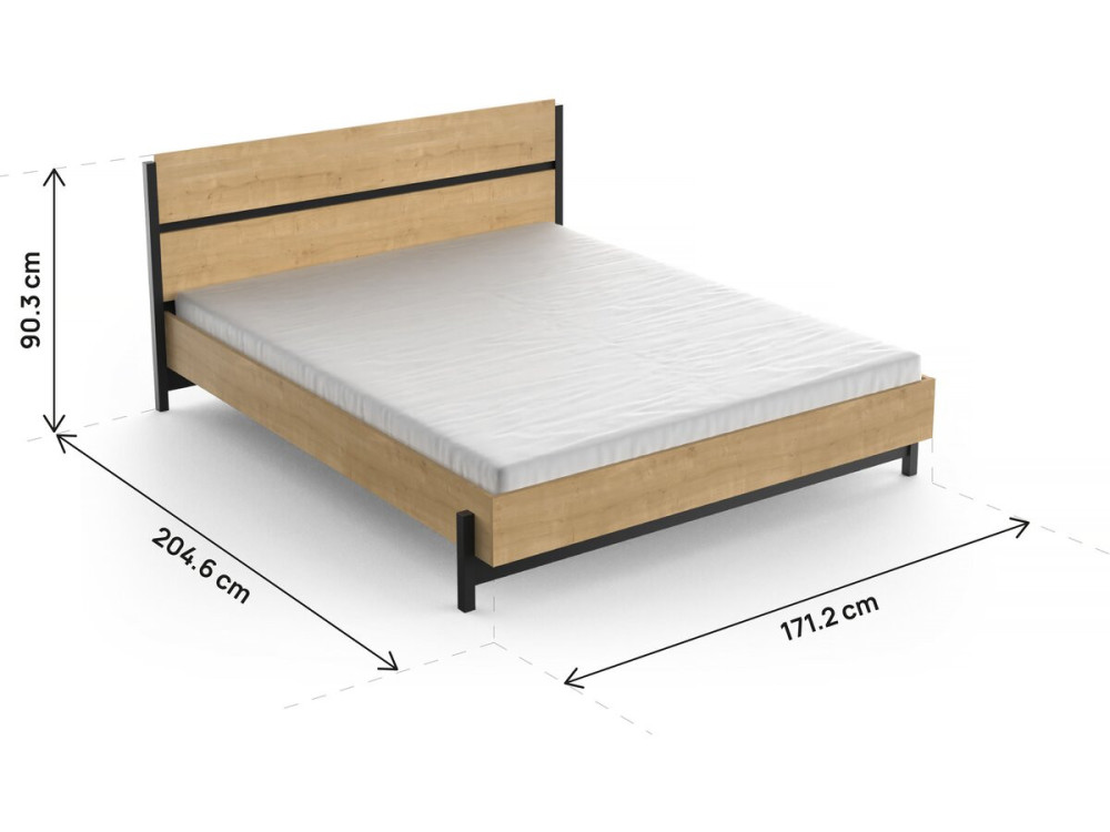 Cama doble "Craft" - Madera - 160 x 200 cm - Marrón