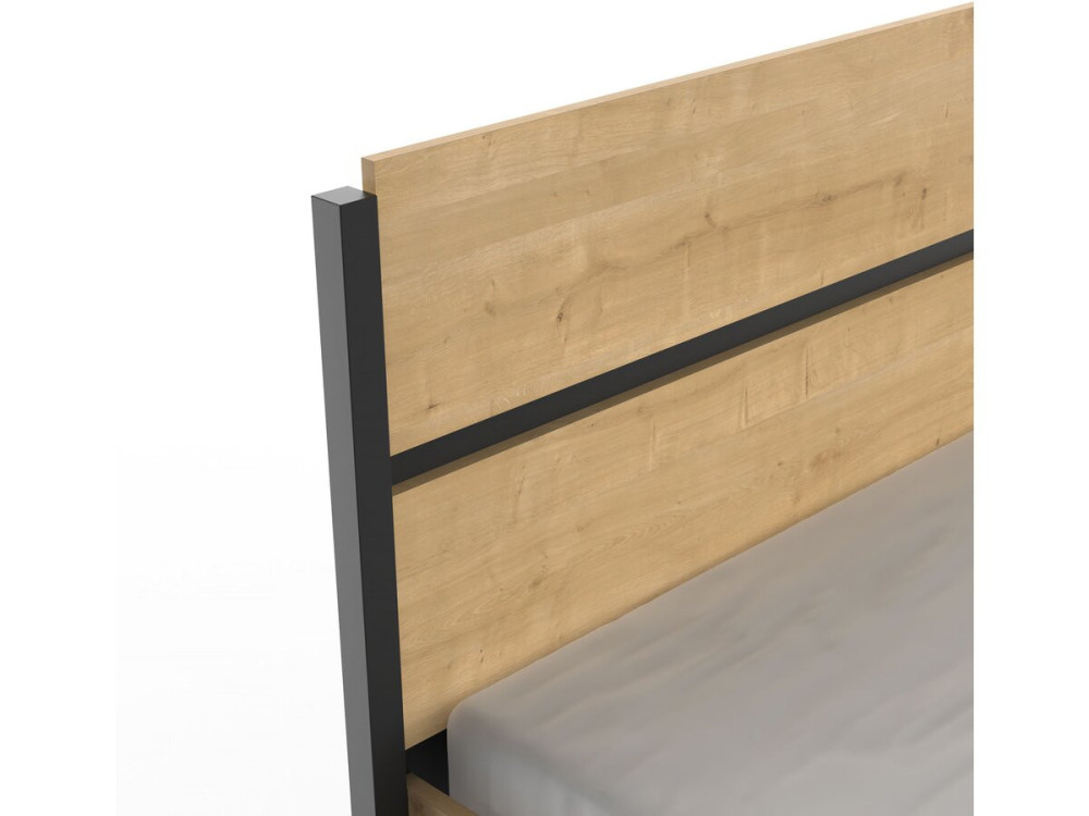 Cama doble "Craft" - Madera - 160 x 200 cm - Marrón