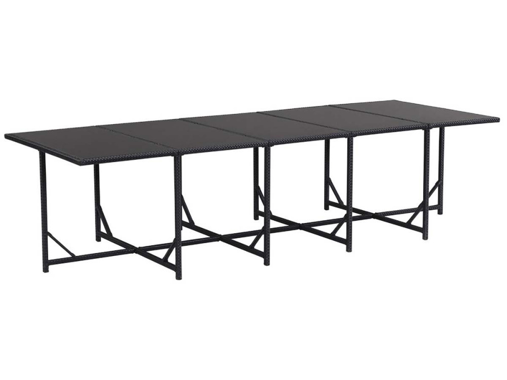 Comedor de jardín en resina trenzada "Chicago 10" - Atlanta - Noir