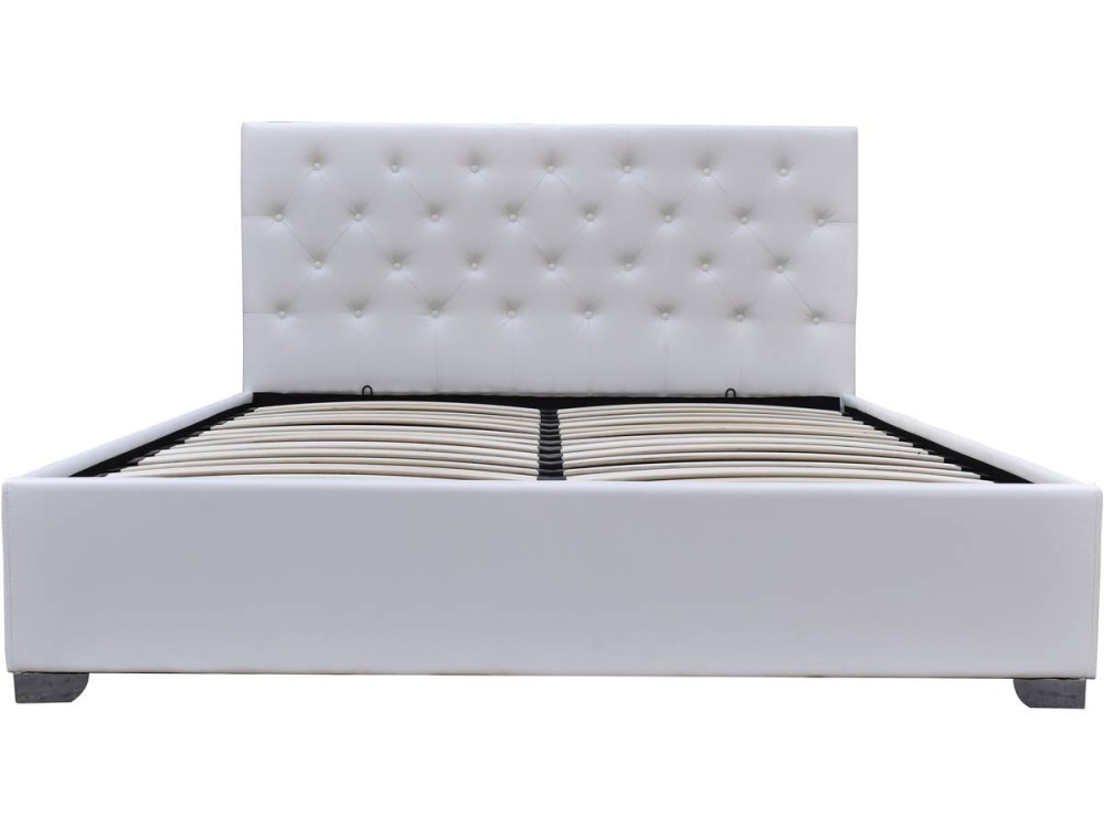 Cama doble con cofre "Tino" - 180 x 200 cm - Blanco