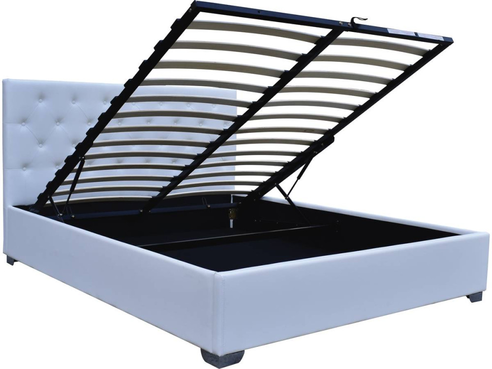 Cama doble con cofre "Tino" - 180 x 200 cm - Blanco
