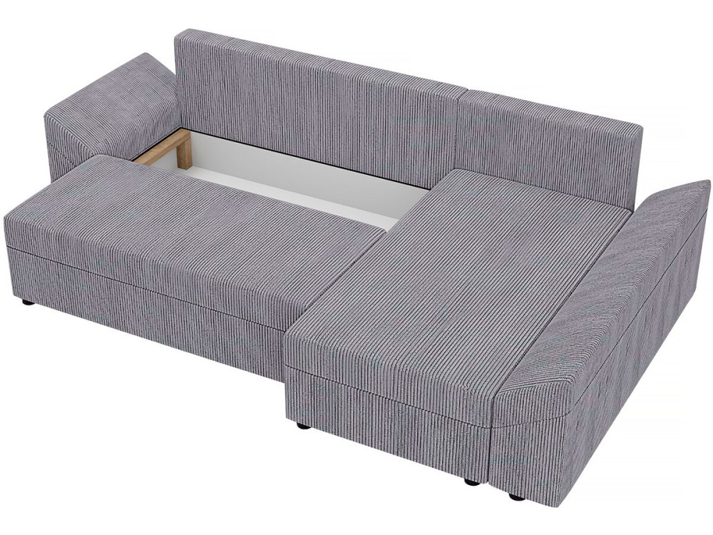Sofá cama esquinero de pana "Vaugirard" con box - 3 plazas - Gris