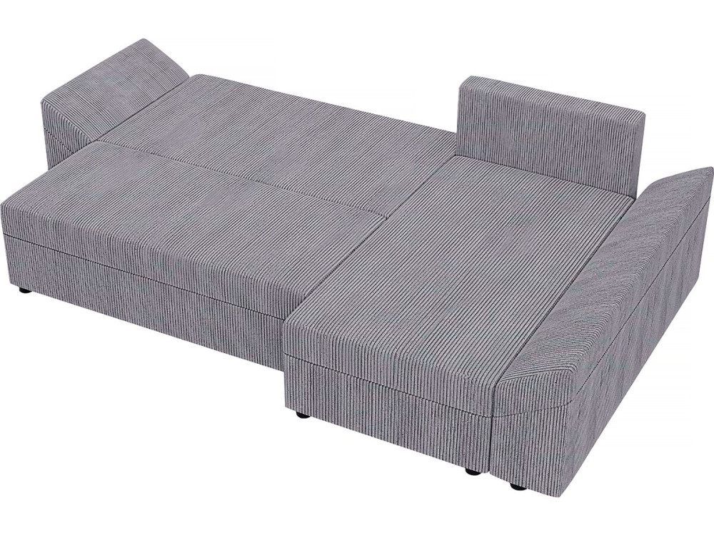 Sofá cama esquinero de pana "Vaugirard" con box - 3 plazas - Gris