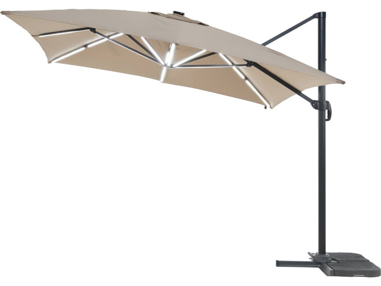 Parasol de jardin LED Alu "Sun 3 Luxe" - Cuadrado -  3 x 3 m - Topo