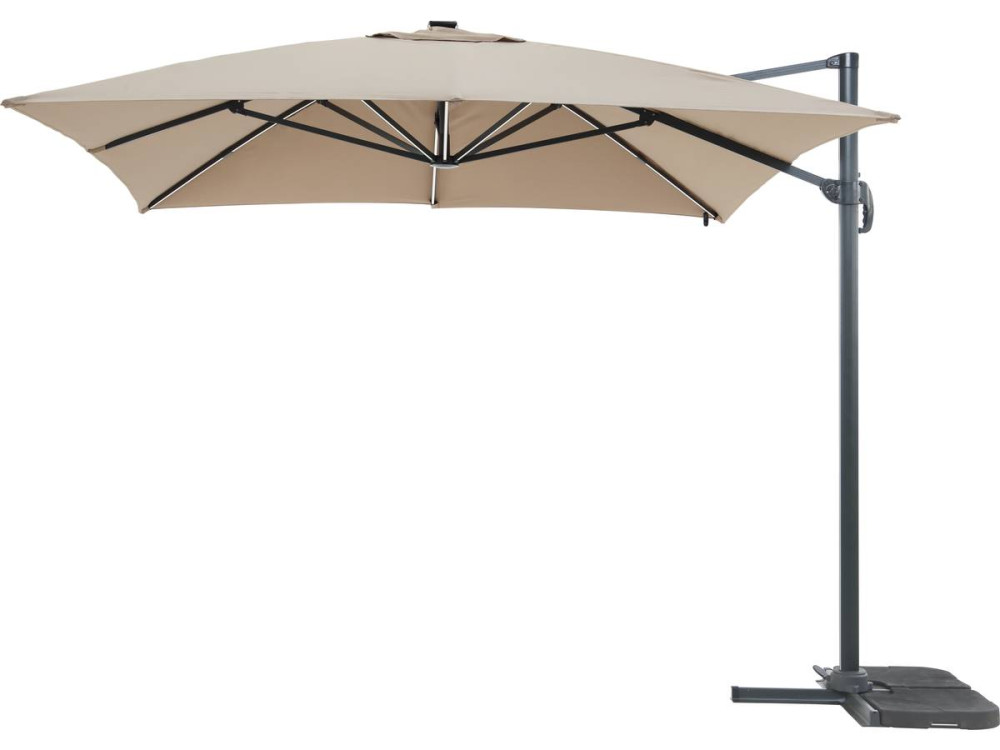 Parasol de jardin LED Alu "Sun 3 Luxe" - Cuadrado -  3 x 3 m - Topo