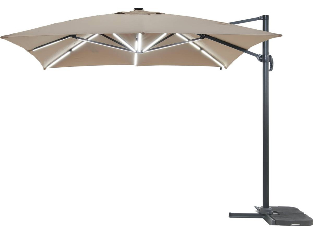 Parasol de jardin LED Alu "Sun 3 Luxe" - Cuadrado -  3 x 3 m - Topo