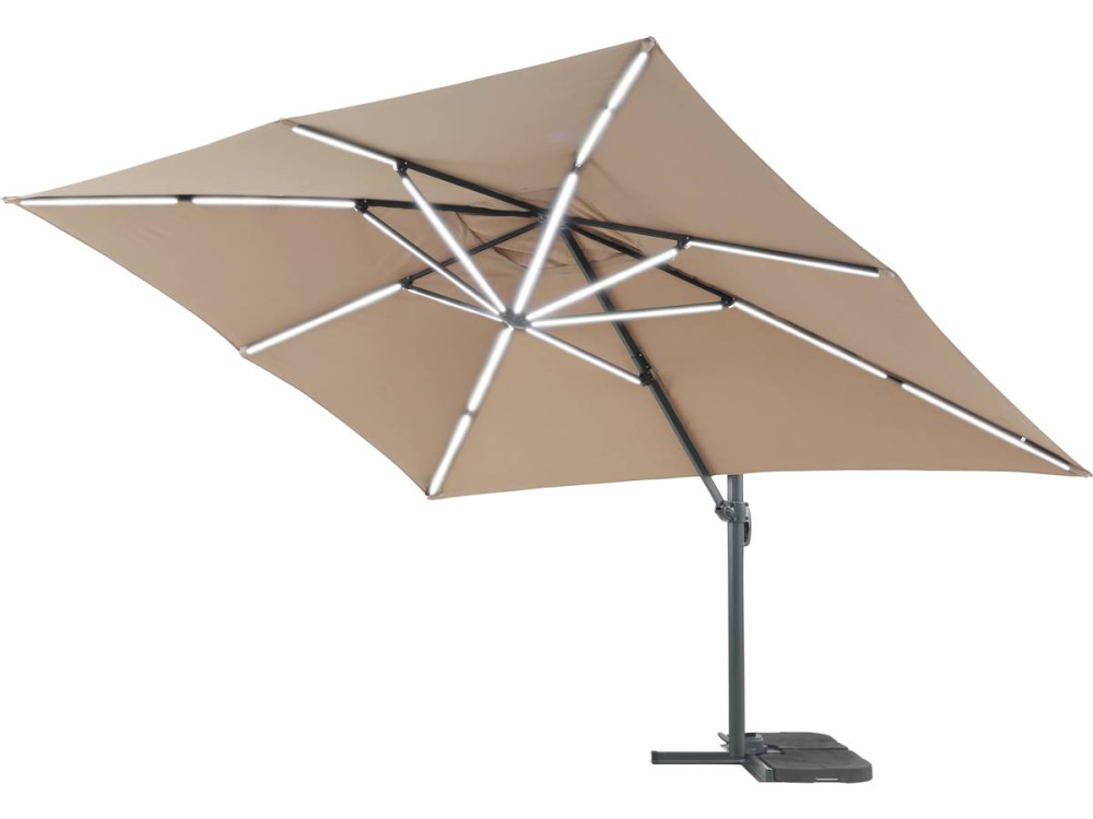 Parasol de jardin LED Alu "Sun 3 Luxe" - Cuadrado -  3 x 3 m - Topo