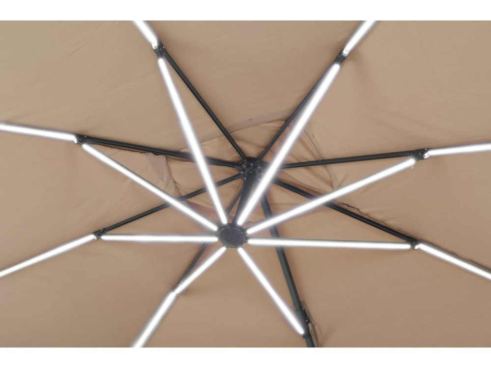 Parasol de jardin LED Alu "Sun 3 Luxe" - Cuadrado -  3 x 3 m - Topo