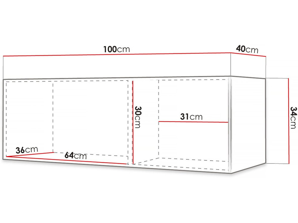 Mueble TV suspendido "Waldi Riflo" - 100 x 34 x 40 cm - Negro