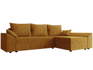 Sofá cama esquinero de pana "Vaugirard" con box seat - 3 plazas - Beige Couleur Jaune moutarde