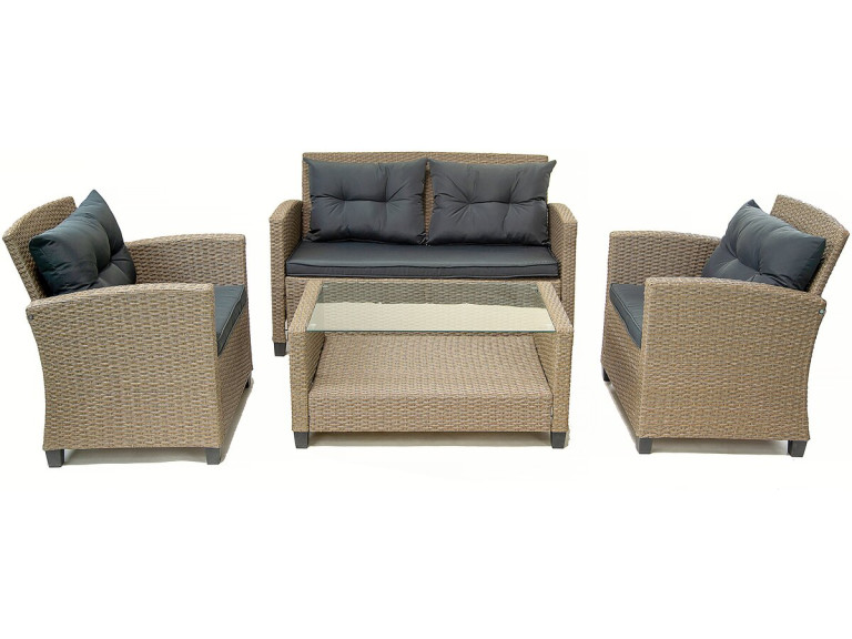 Mueble de jardín bajo de resina de 4 plazas "Joe" - Beige