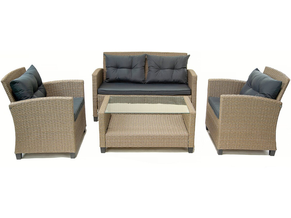Mueble de jardín bajo de resina de 4 plazas "Joe" - Beige