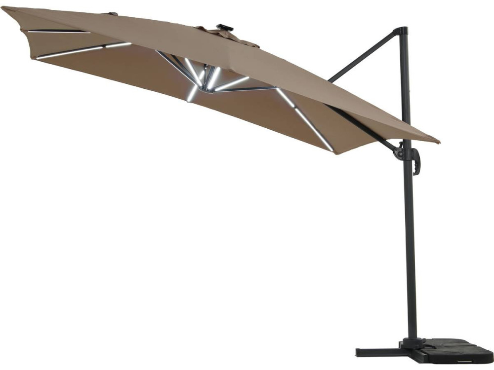 Parasol de jardin LED Alu "Sun 4 Luxe" - Rectangular -  3 x 4 m - Topo