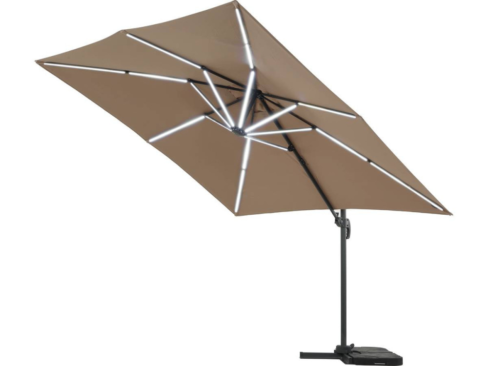 Parasol de jardin LED Alu "Sun 4 Luxe" - Rectangular -  3 x 4 m - Topo