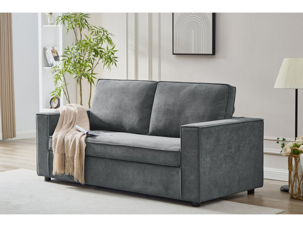 Sofá convertible de tela exprés "Clara" - 185 x 90 x 88 cm - Gris