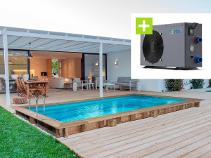 Piscina rectangular de madera "Tobago" - 6,20 x 3,00 x 1,31 m + Bomba de calor - Potencia 6,1 kW