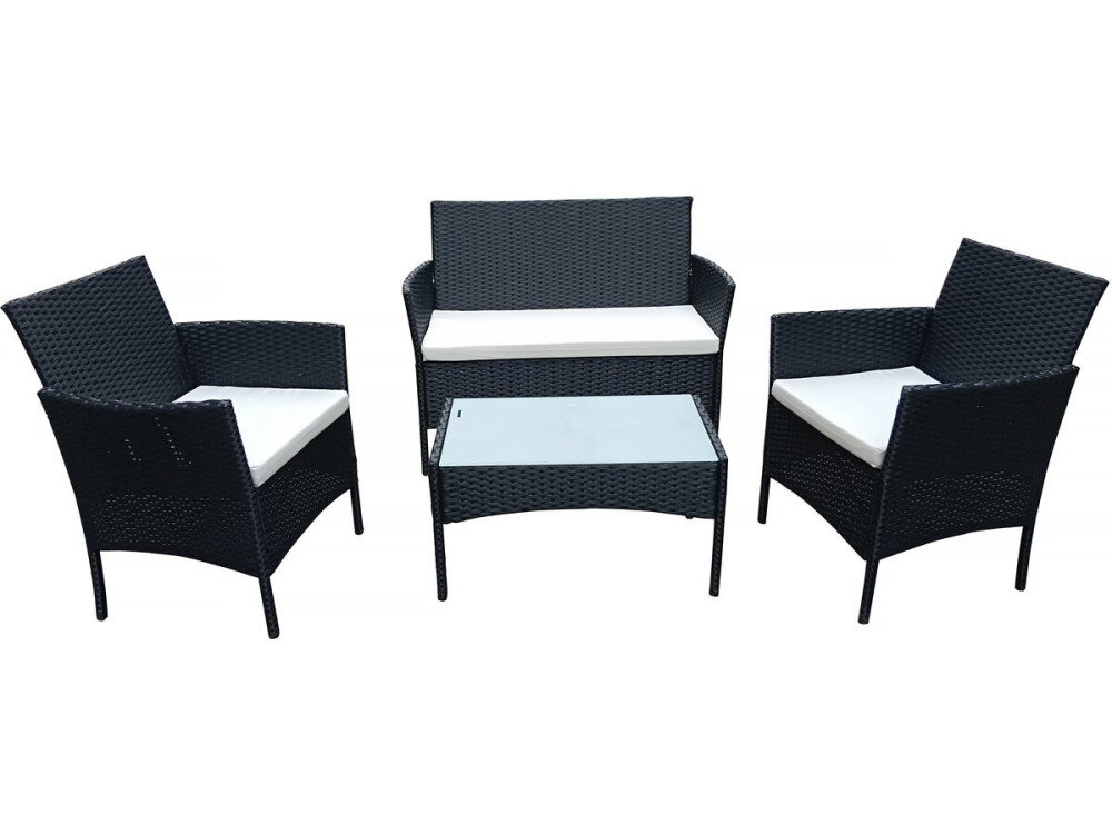 Mueble de jardín bajo de resina "Toronto" 4 plazas - Negro