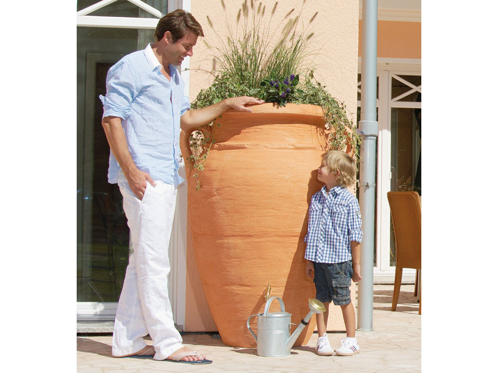 Kit Amphore Antik - Bac à plantes + collecteur + robinet - 250 L Terracotta