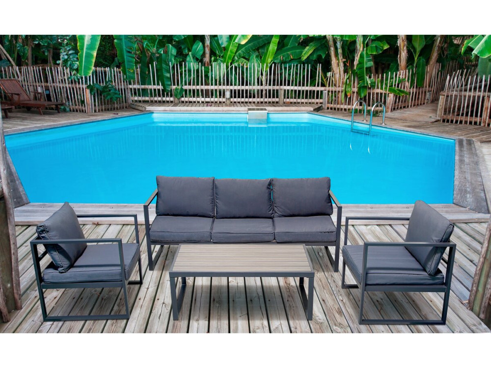 Muebles de jardín de aluminio "Adela" - 5 plazas - Gris