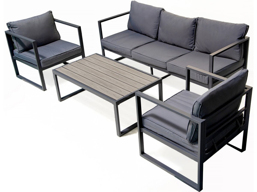 Muebles de jardín de aluminio "Adela" - 5 plazas - Gris