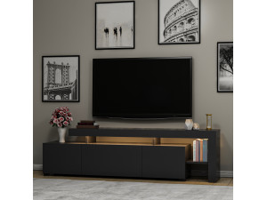 Soporte de TV de madera "Beliz" - 192 x 37 x 53 cm - Antracita 2