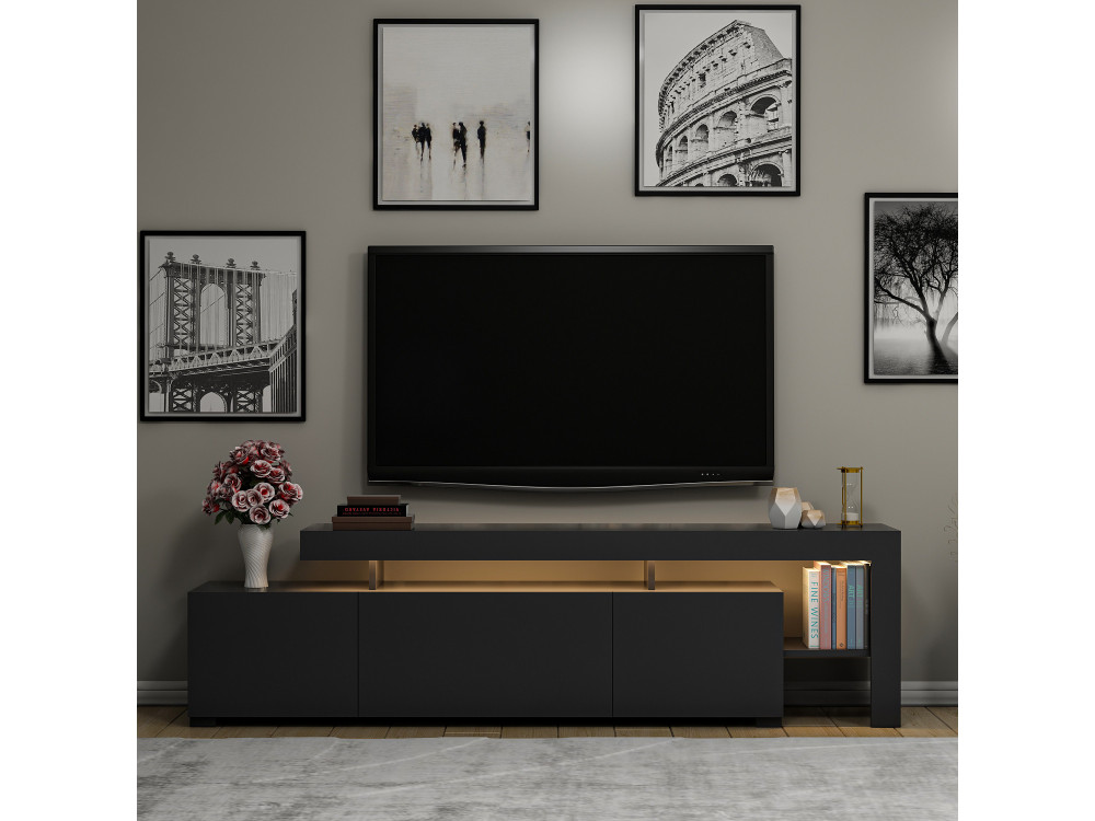 Soporte de TV de madera "Beliz" - 192 x 37 x 53 cm - Antracita