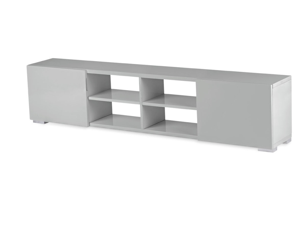 Mueble TV "Alicia" en MDF lacado gris - 4 nichos y 2 puertas