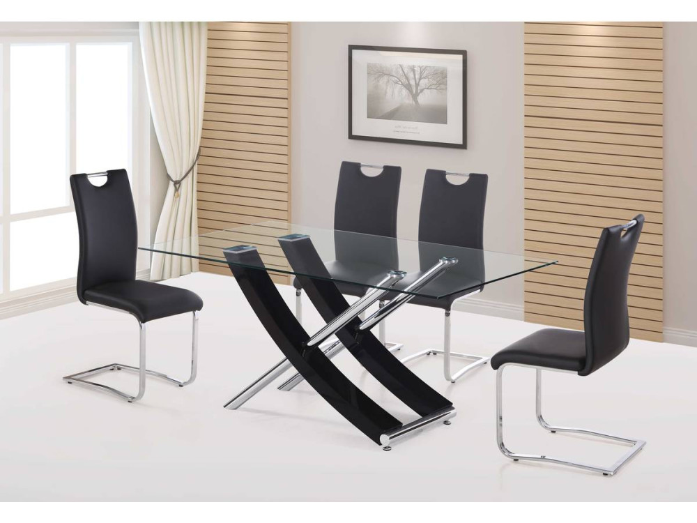 Mesa Diva en vidrio -  160 x 90 x 76 cm - Negro lacado
