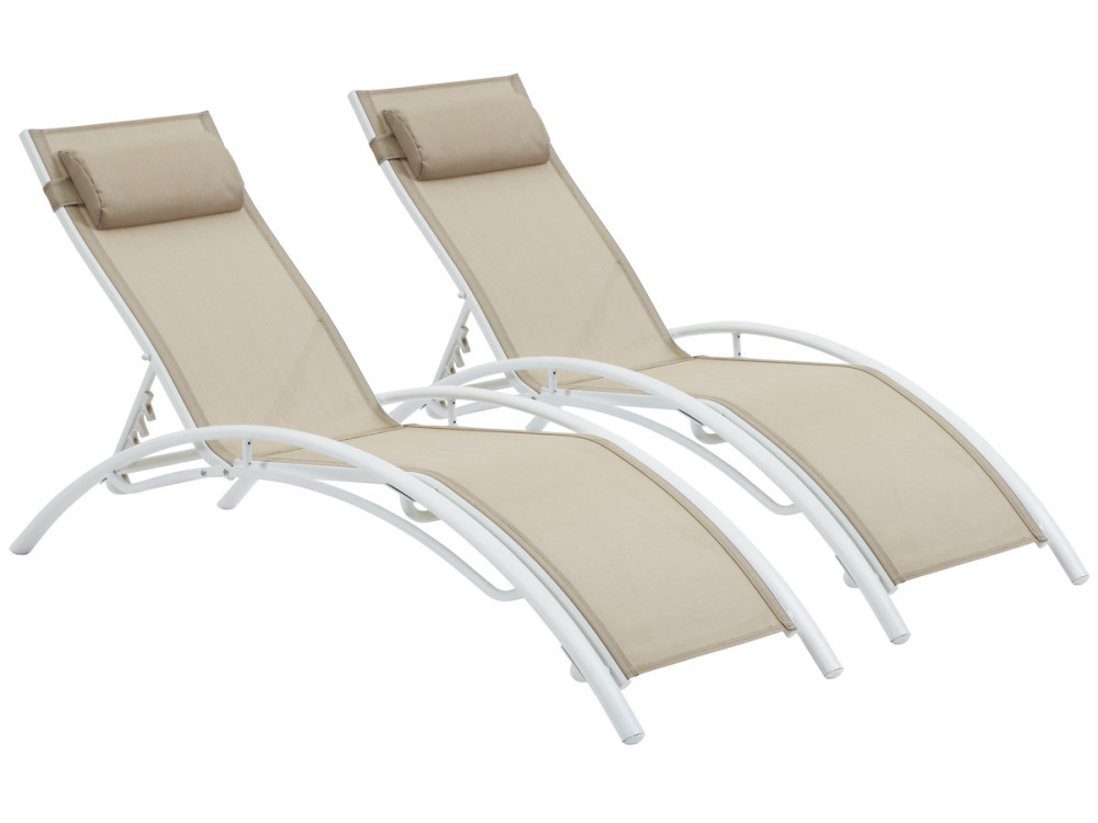 Conjunto de dos tumbonas de aluminio Beauty - "Phoenix" - Beige