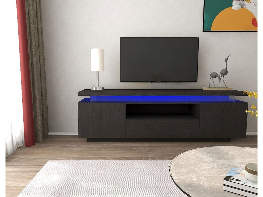 Soporte TV LED lacado "Ruth" - 165 x 40 x 49 cm - Negro