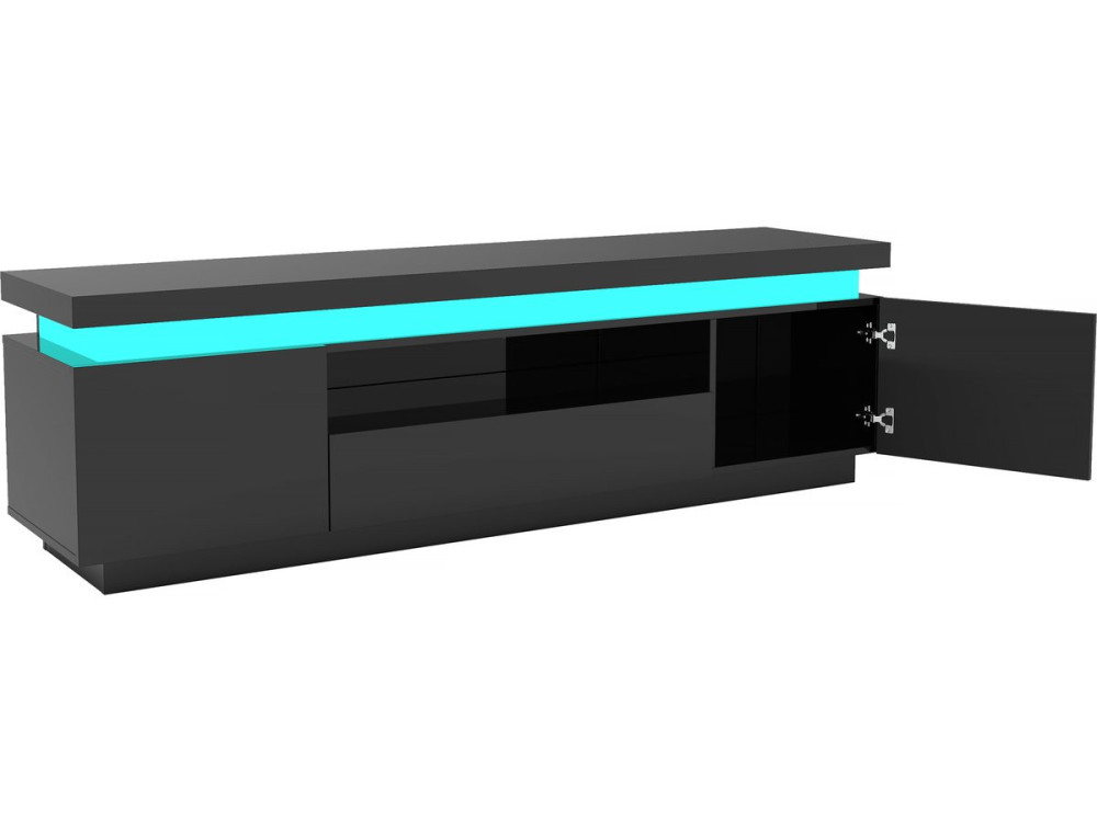 Soporte TV LED lacado "Ruth" - 165 x 40 x 49 cm - Negro