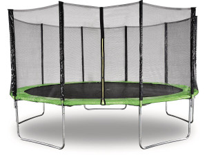 Cama elástica "Yoopi" - Ø 4,60 m - Verde - Con red + escalera + funda + kit de anclaje