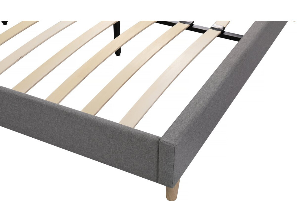 Cama doble de tela "Louise" 160 x 200 cm - Gris